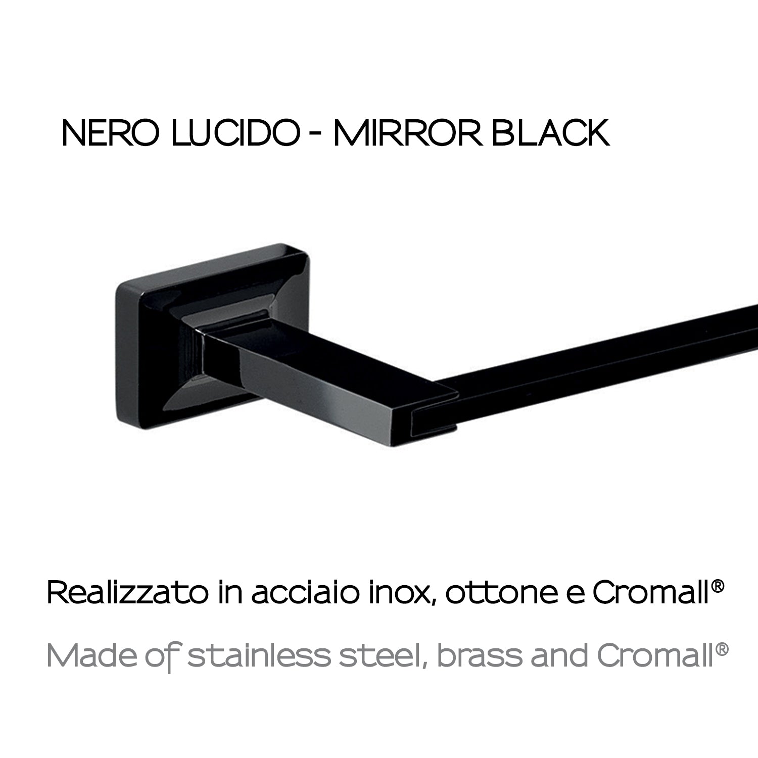 Porta rotolo sospeso in ottone ed acciaio inox della collezione 'Gran Torino' by Gedy - Nero lucido