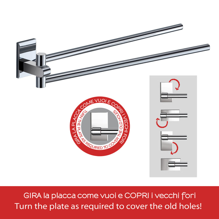 Gedy Portasalviette a snodo Mod. Maine in acciaio inox e cromall per installazione a incollo