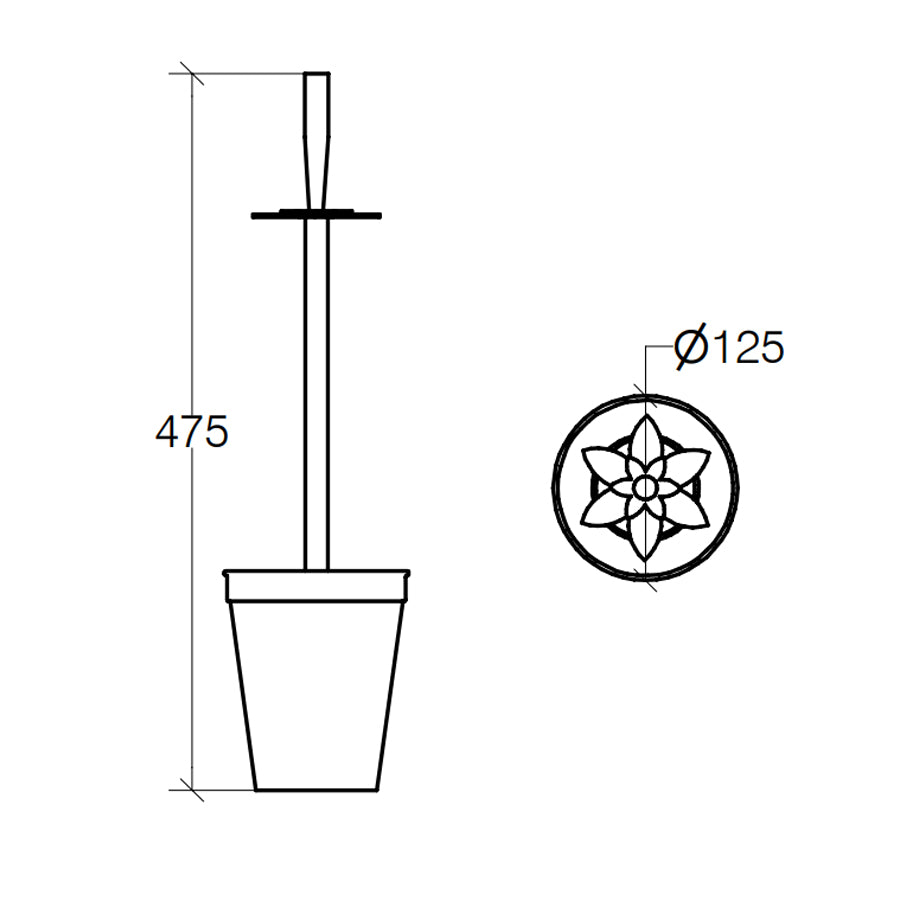 Portascopino 'BUTTO' con scopino in acciaio inox lucido Lineabeta Balenghi a forma di vaso con fiore