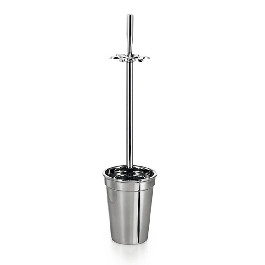 Portascopino 'BUTTO' con scopino in acciaio inox lucido Lineabeta Balenghi a forma di vaso con fiore