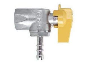 rubinetto gas femmina 1/2" per gpl a squadro con portagomma ? mm.10 cod:ferx.fer75947