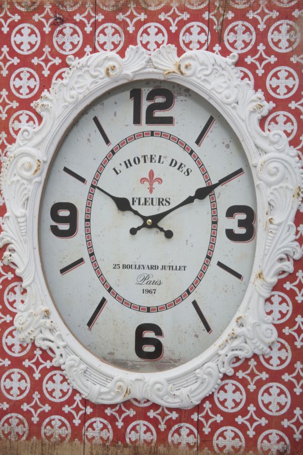 Orologio Shiny 42x7,5x58 cm MDF e Vetro Rosso e Bianco