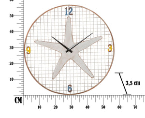 Orologio da Muro Stella Marina Ø57x3,5 cm in Ferro Bianco