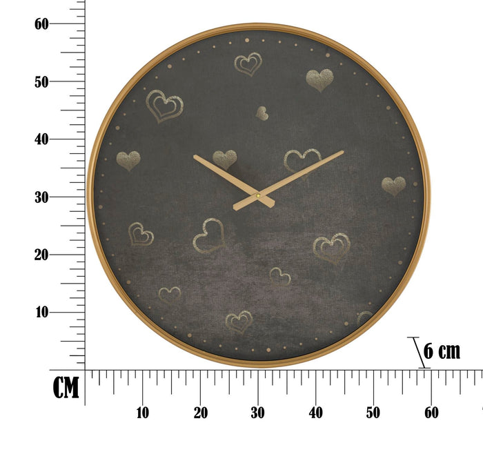 Orologio da Muro Hearts Ø60x6 cm in Ferro MDF e Vetro Multicolor