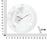 Orologio da Muro Bianco Butterfly Ø55x4,5 cm in Ferro MDF e Specchio Bianco