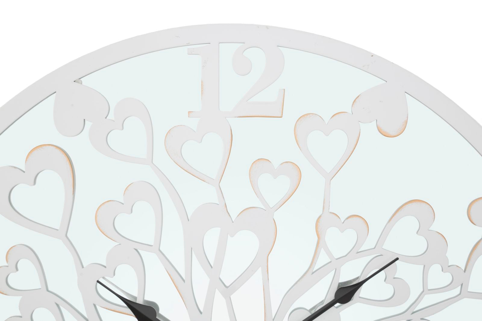 Orologio da Muro Heart/Tree Ø55x4,5 cm in Ferro MDF e Specchio Bianco