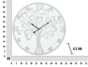 Orologio da Muro Heart/Tree Ø55x4,5 cm in Ferro MDF e Specchio Bianco