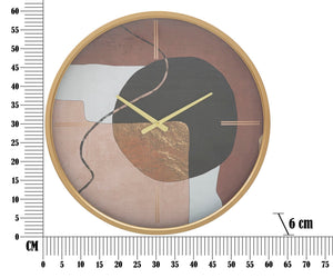 Orologio da Muro Art Red Ø60x6 cm in Ferro MDF e Vetro Multicolor