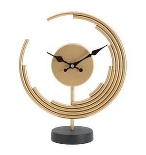 Orologio da Tavolo Moon 25x10x30 cm in Ferro Oro e Nero