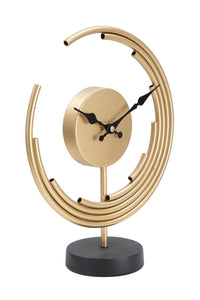 Orologio da Tavolo Moon 25x10x30 cm in Ferro Oro e Nero