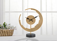 Orologio da Tavolo Moon 25x10x30 cm in Ferro Oro e Nero