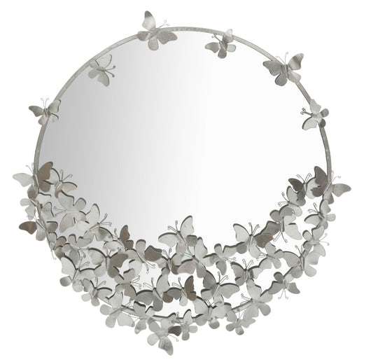 Specchio Farfalle Round Argento Ø91x3x94 cm in Ferro Argento