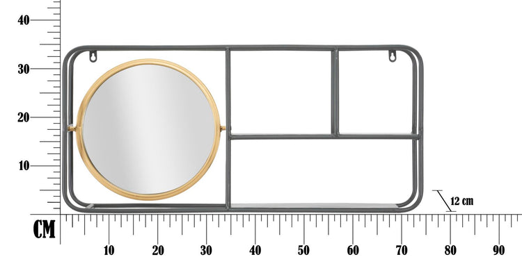 Specchio Circle con Mensole Industry 74,5x12x35 cm in Ferro