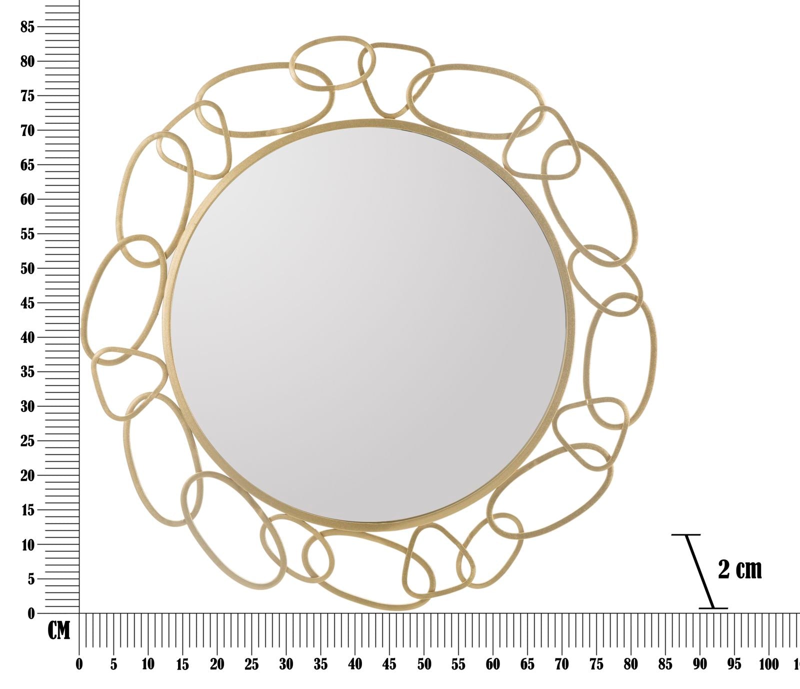 Specchio Chain Oro Ø84x2 cm in Ferro e MDF Oro