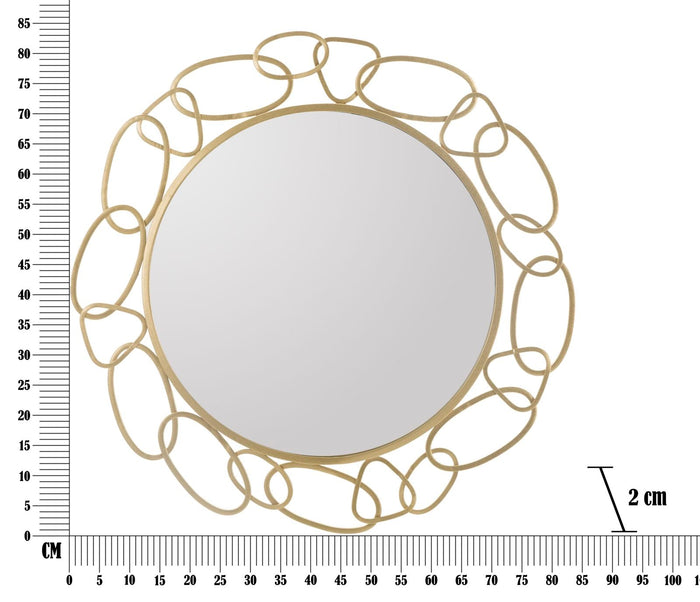 Specchio Chain Oro Ø84x2 cm in Ferro e MDF Oro