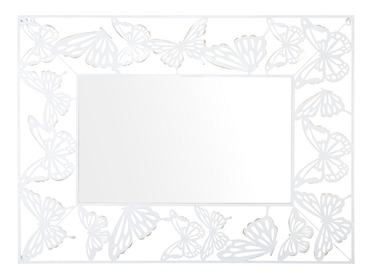 Specchio Bianco Butterfly 85x1x115 cm in Ferro e MDF Bianco