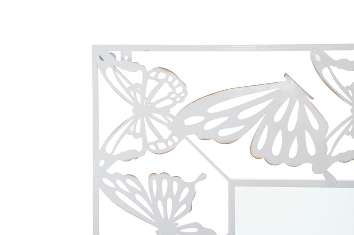 Specchio Bianco Butterfly 85x1x115 cm in Ferro e MDF Bianco