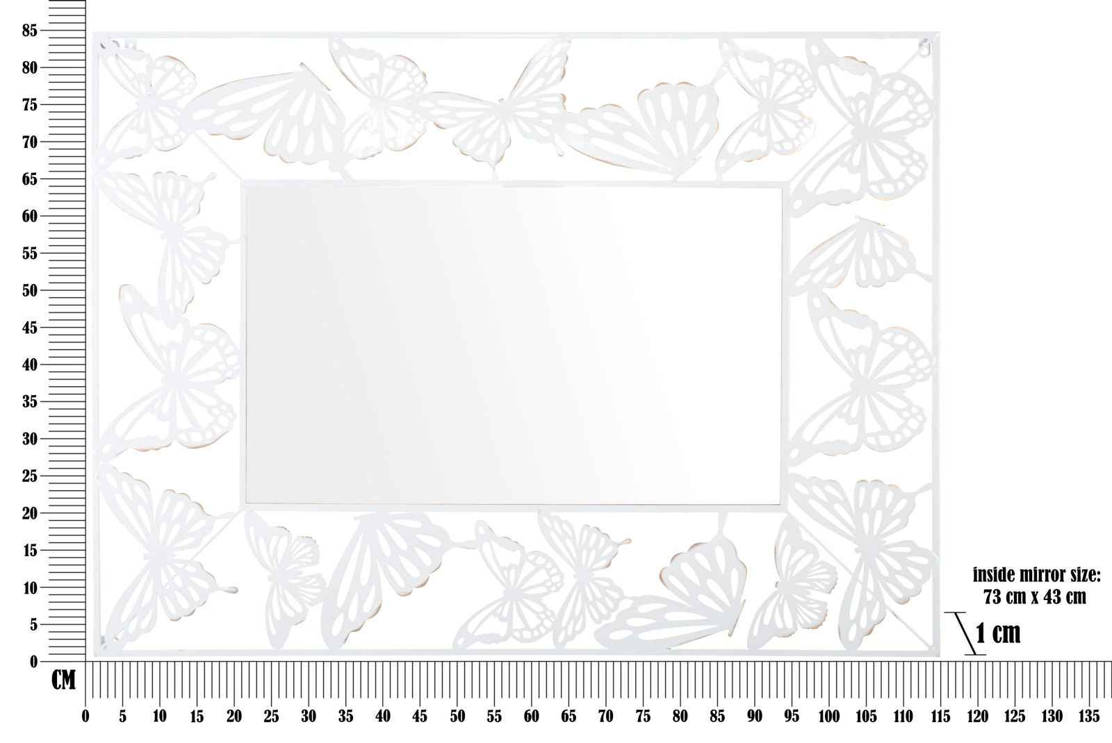 Specchio Bianco Butterfly 85x1x115 cm in Ferro e MDF Bianco