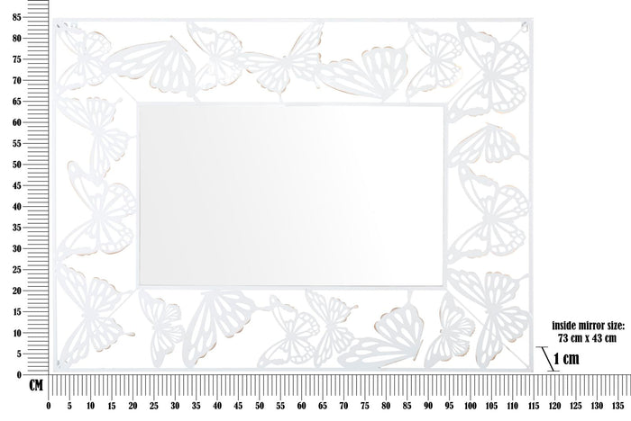 Specchio Bianco Butterfly 85x1x115 cm in Ferro e MDF Bianco