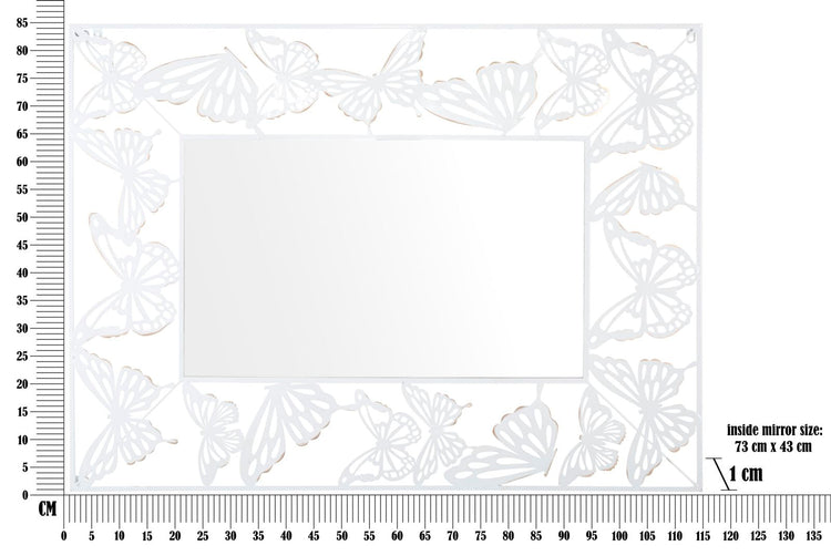 Specchio Bianco Butterfly 85x1x115 cm in Ferro e MDF Bianco