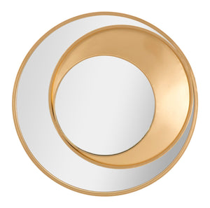 Specchio da Muro Vortic Ø70x3,5 cm in Ferro e MDF Oro