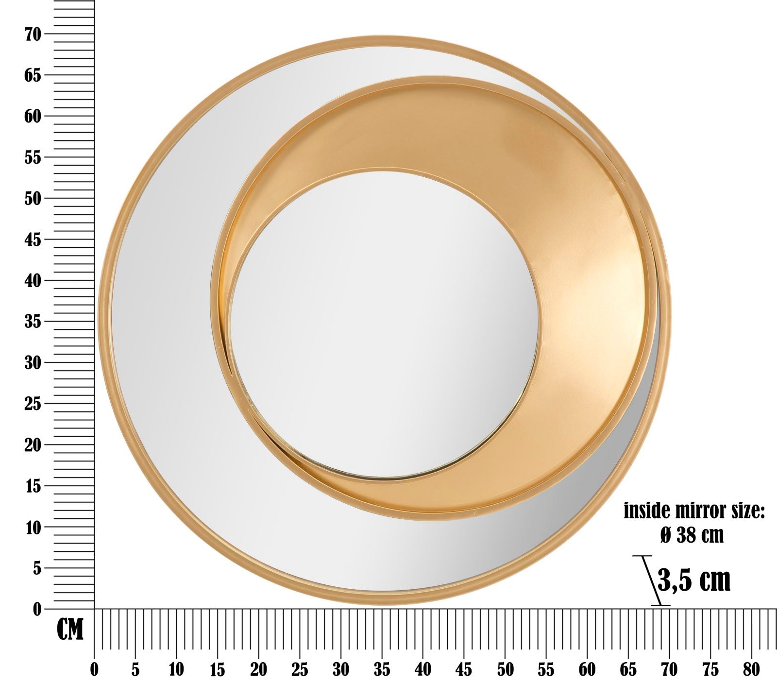 Specchio da Muro Vortic Ø70x3,5 cm in Ferro e MDF Oro