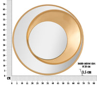 Specchio da Muro Vortic Ø70x3,5 cm in Ferro e MDF Oro