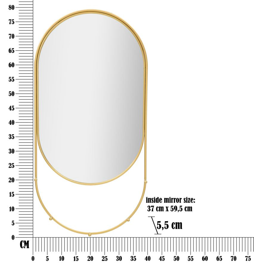 Specchio da Muro Appendi Abiti 40x5,5x79,5 cm in Ferro e MDF Oro