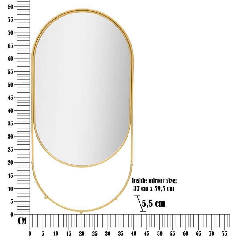 Specchio da Muro Appendi Abiti 40x5,5x79,5 cm in Ferro e MDF Oro