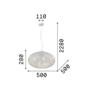 Sospensione Moderna Orion Metallo-Cristallo Cromo 8 Luci E14