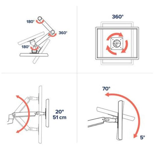 Lx sit stand desk lcd arm polished - 45-360-026