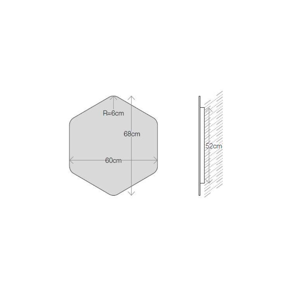 Specchio da parete 'Esagono Ambiente' con retro illuminazione integrata - cm 60lx68h - Koh-i-Noor