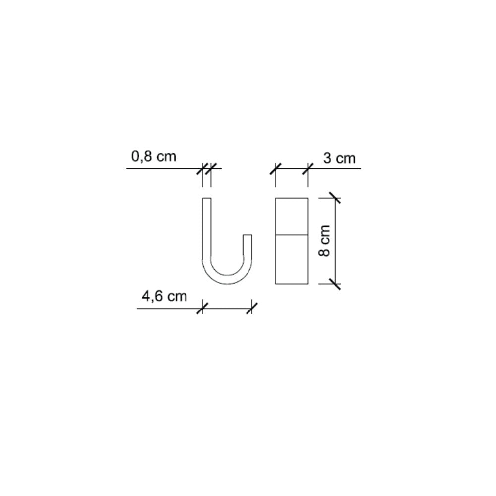 Appendino da incollo linea 'Materia' in alluminio anodizzato - cm 3x4,6x8h - Koh-i-Noor - Bianco