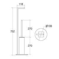 Piantana con portarotolo e porta scopino con scopino in acciaio inox lucido 