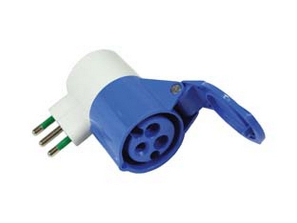 adattatore industriale con spina 16a e presa cee 309 - 16a colore blu 73000 fer87285