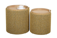 Set 2 Pouf con Contenitore  in Poliestere Sasha Senape