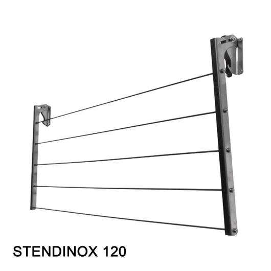 STENDINOX 120 cm Stendibiancheria da Esterno da Parete Stendino Balcone Stendi Biancheria in Acciaio Inox Retrattile Anti-Ruggine Anti-Corrosione Resistente Fino a 40 kg Pieghevole Salvaspazio