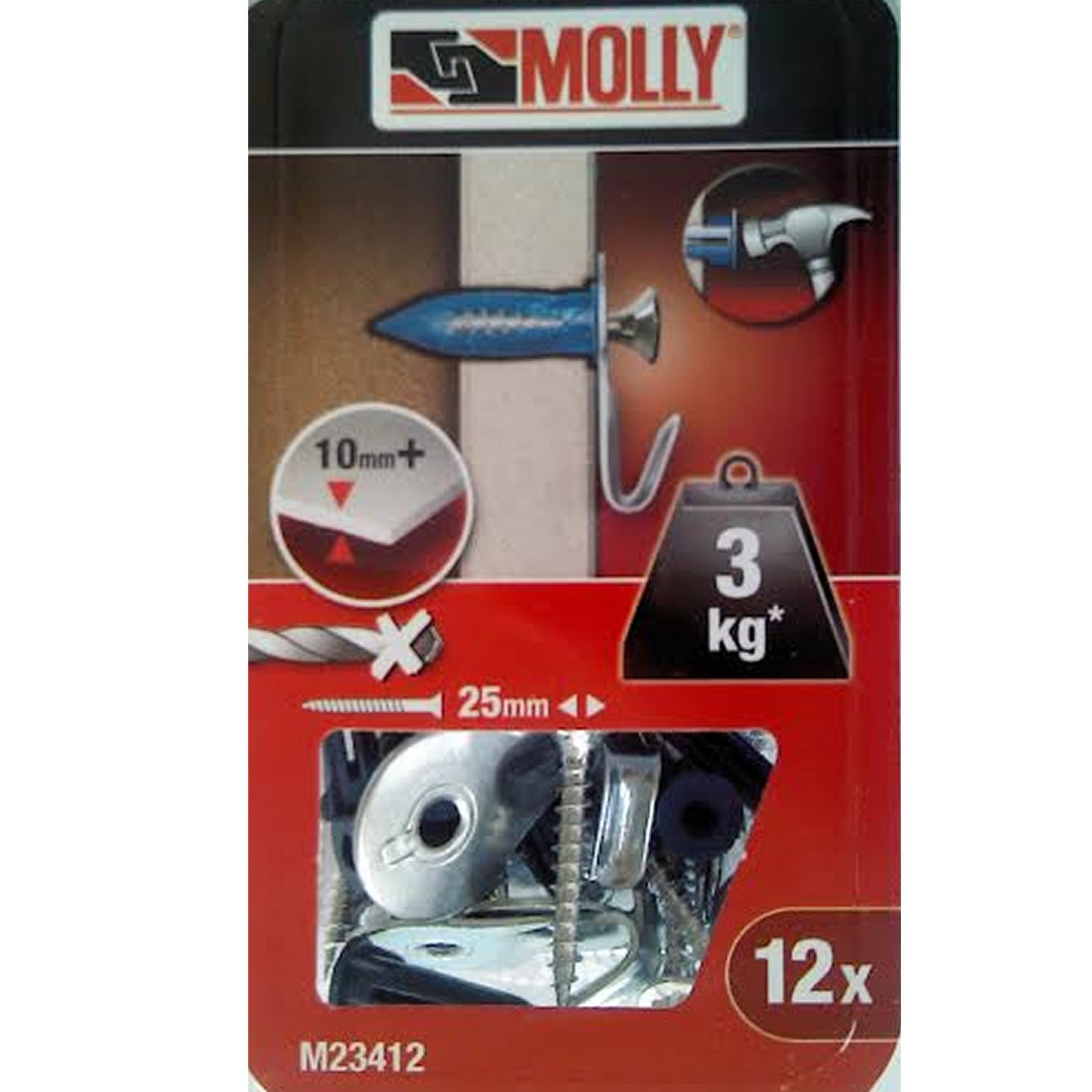 Tasselli con vite e gancio pezzi 12 molly black and decker