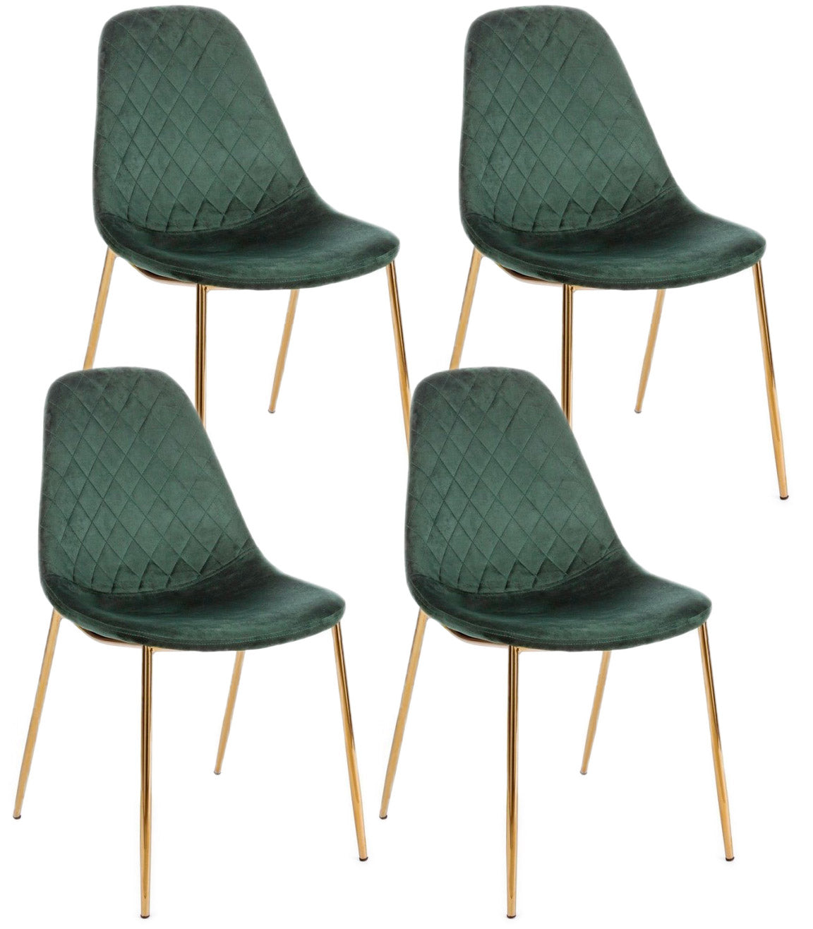 Set 4 Sedie Imbottite 48x55x85 cm Terry in Velluto Verde Scuro