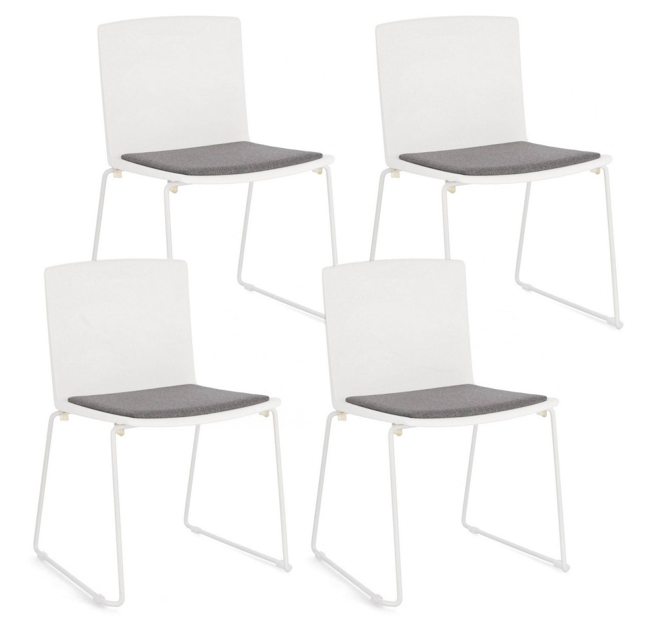 Set 4 Sedie 43,5x50x79 cm Giulia in Poliestere Bianco e Bianco