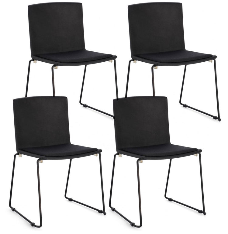 Set 4 Sedie 43,5x50x79 cm Giulia in Poliestere Nero e Nero