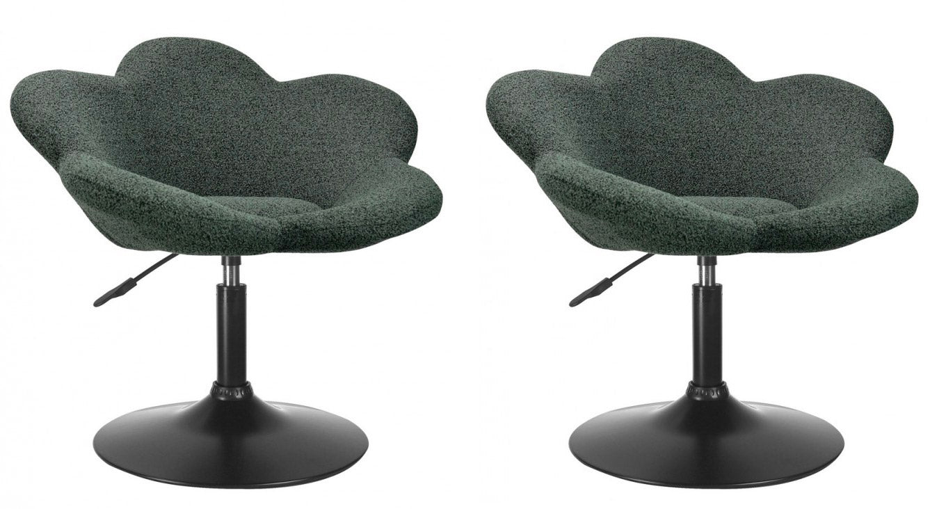 Poltroncina da Soggiorno 69x55x69/81 cm in Schiuma Poliuretanica Fleur Nero-Verde Scuro