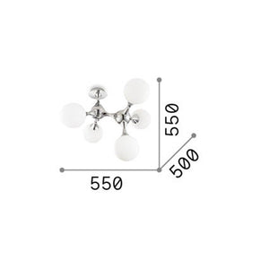 Plafoniera Contemporanea Nodi Metallo Bianco 5 Luci E14