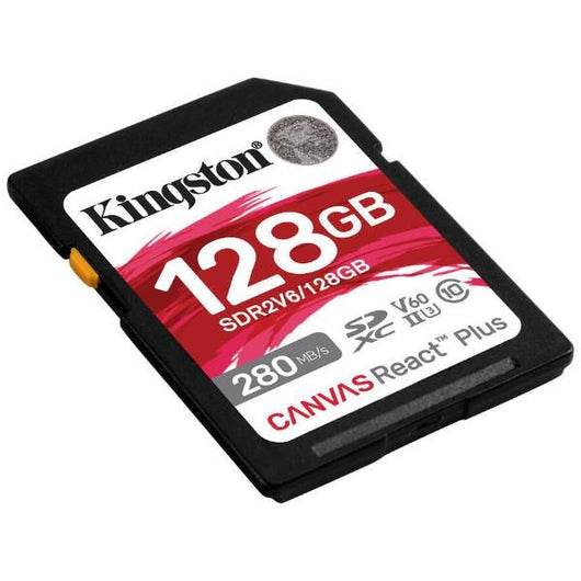 Kingston technology 128gb canvas react plus sdxc uhs-ii 280r/100w u3 v60 for full hd/4k - SDR2V6/128GB