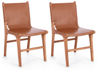 Set 2 Sedie 46x59x85 cm Caroline in Pelle Cognac