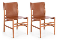 Set 2 Sedie 48x58x85 cm Caroline in Pelle Cognac