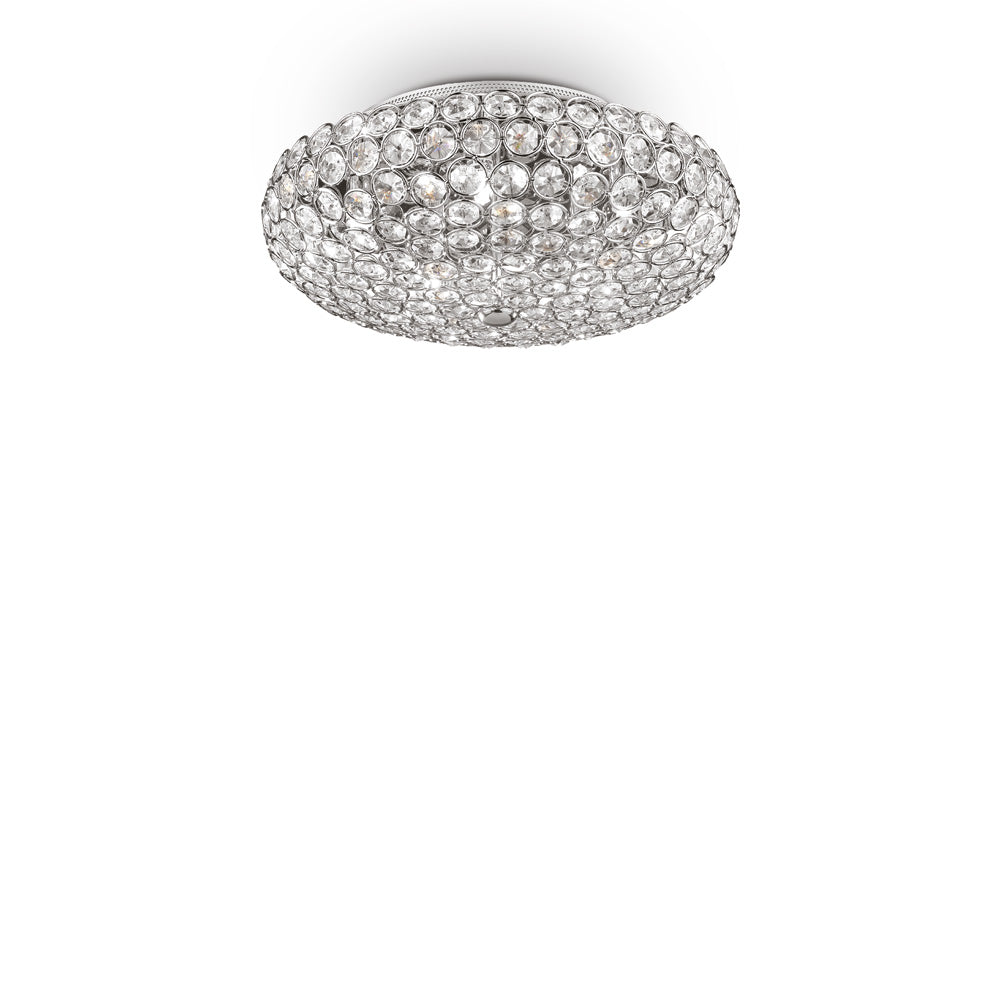 Plafoniera Contemporanea King Metallo-Cristallo Cromo 5 Luci G9 3W 3000K