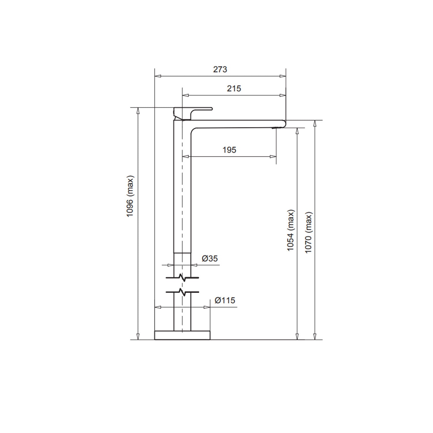 Miscelatore lavabo a colonna in ottone nero opaco con scarico clik-clack serie winter Keller Taps