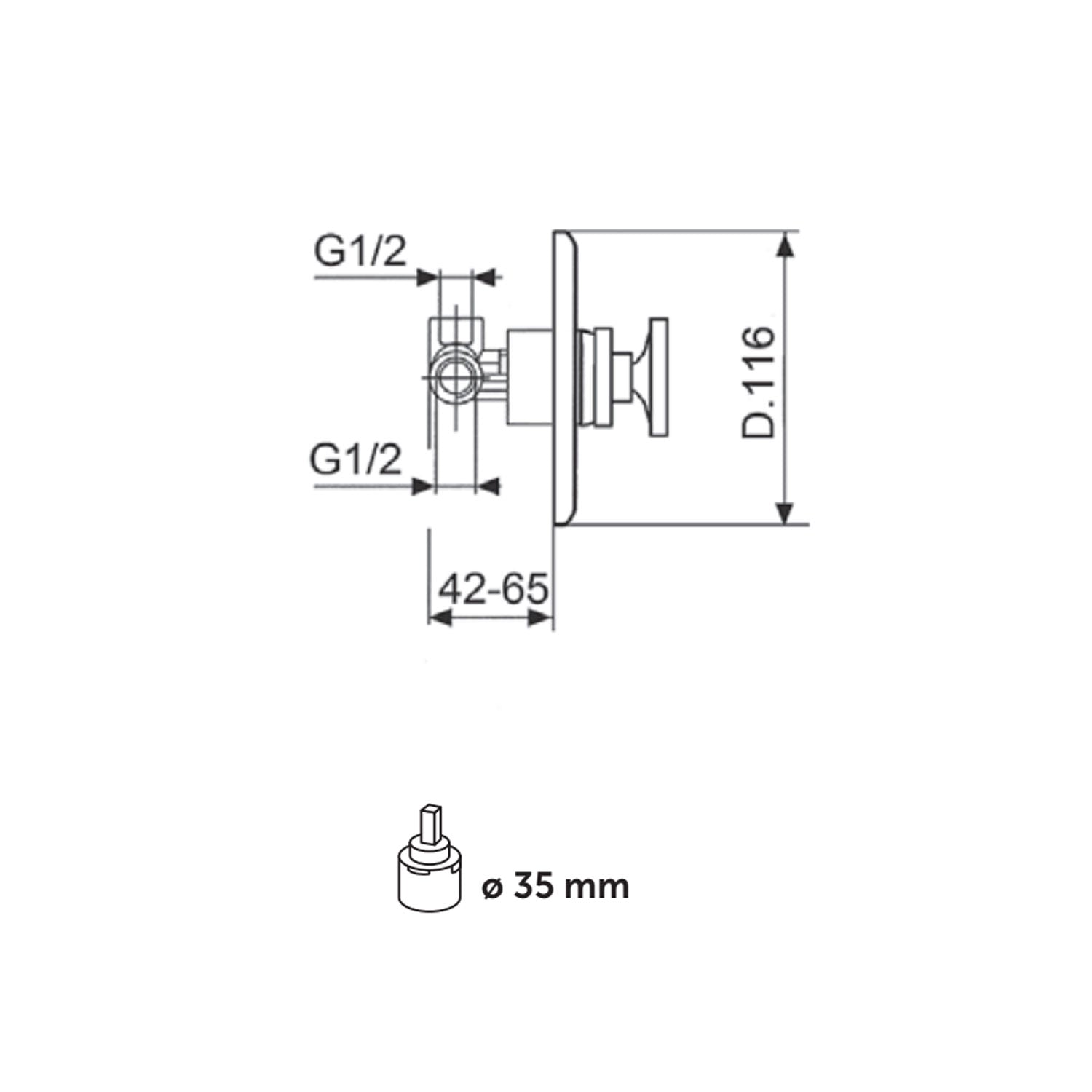 Monocomando incasso doccia in ottone cromato serie Nature Keller Taps