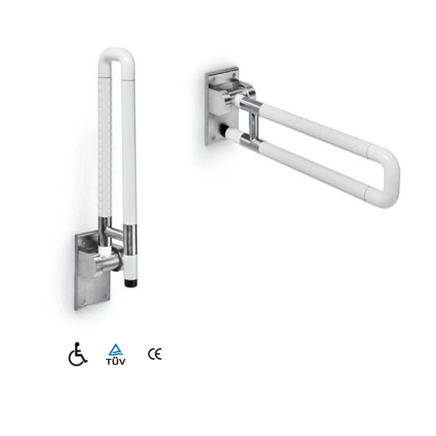 Maniglione di sicurezza ribaltabile in nylon bianco e acciaio inox collezione Othello di Lineabeta - max 360kg